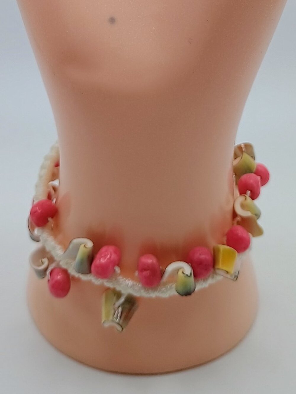 Handmade Macrame Anklet with Natural Mother-of-Pearl Stone